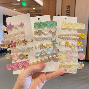 6pcs Geometric Acetate Hairpins Set for Women Girls