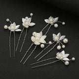 6pcs Pearl Flower Hair Pins for Women Wedding Bridal Hair Accessories