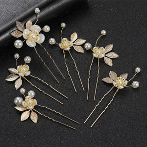 6pcs Pearl Flower Hair Pins for Women Wedding Bridal Hair Accessories