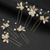 6pcs Pearl Flower Hair Pins for Women Wedding Bridal Hair Accessories