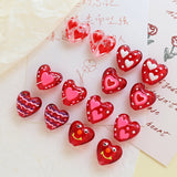 6pcs Crystal Love Glass Straight Hole Beads DIY Jewelry Necklace Bead