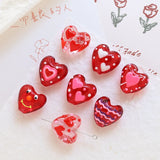 6pcs Crystal Love Glass Straight Hole Beads DIY Jewelry Necklace Bead