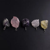 6pcs Fluorite Gemstone Necklace Pendants Reiki Quartz Crystal Charms