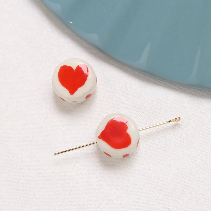 6pcs Japanese Ceramic Beads DIY Ornaments Handmade Necklace Earrings Bead
