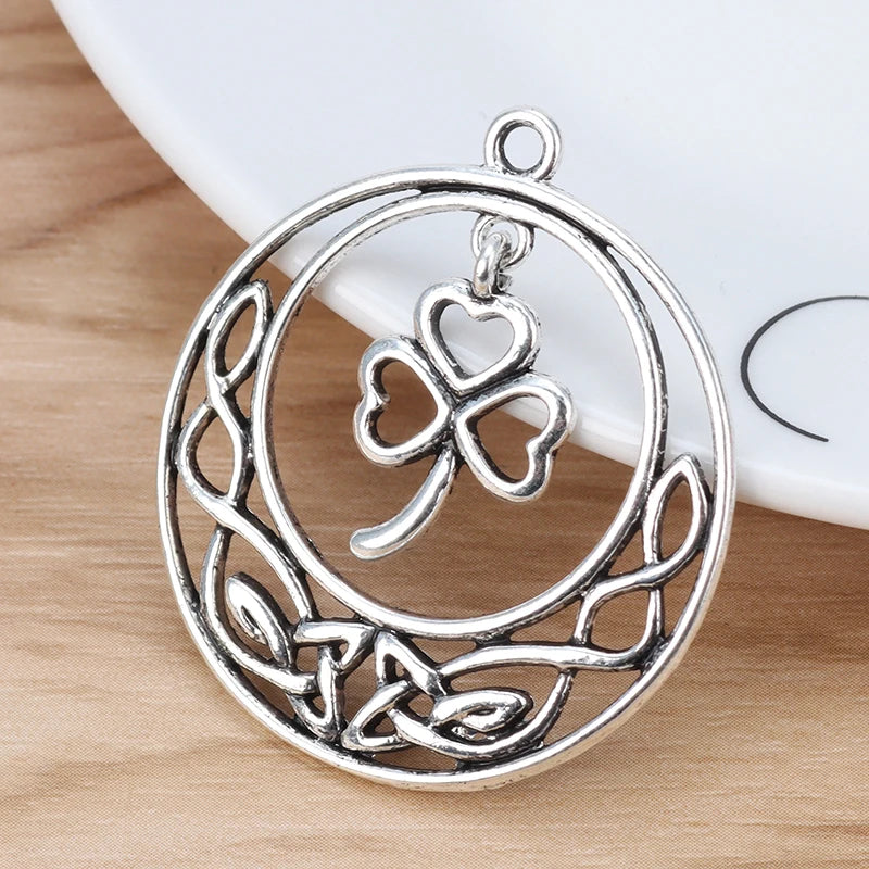 6pcs Large Celtics Knot Shamrock Charms Pendants for Necklace Making