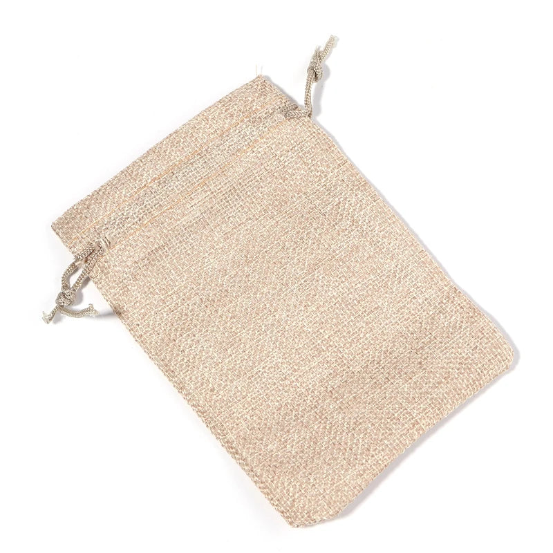 6pcs 10x14cm Drawstring Natural Burlap Bag Jute Gift Bags Size Jewelry Packaging