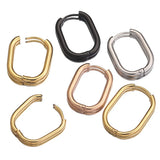 6pcs Stainless Steel Oval Hoop Earring Retro Jewelry