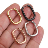 6pcs Stainless Steel Oval Hoop Earring Retro Jewelry