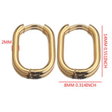 6pcs Stainless Steel Oval Hoop Earring Retro Jewelry