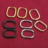 6pcs Stainless Steel Oval Hoop Earring Retro Jewelry
