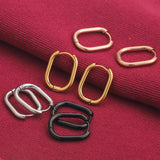 6pcs Stainless Steel Oval Hoop Earring Retro Jewelry