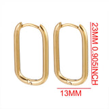6pcs Stainless Steel Oval Hoop Earring Retro Jewelry