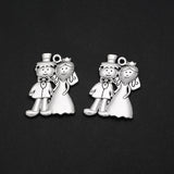 6pcs Antique Silver Wedding Charms Groom Bride Pendants DIY Jewelry Making