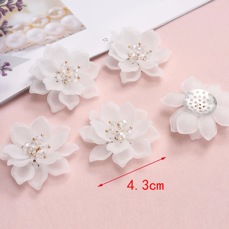 6pcs 4.3cm 3D Floral Beads Hair Clothes Jewelry Crafts DIY Making Accessories