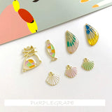 6pcs Alloy Drop Earring Ornament Kit, Kitten Fish Shell Wings DIY Pend