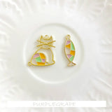 6pcs Alloy Drop Earring Ornament Kit, Kitten Fish Shell Wings DIY Pend