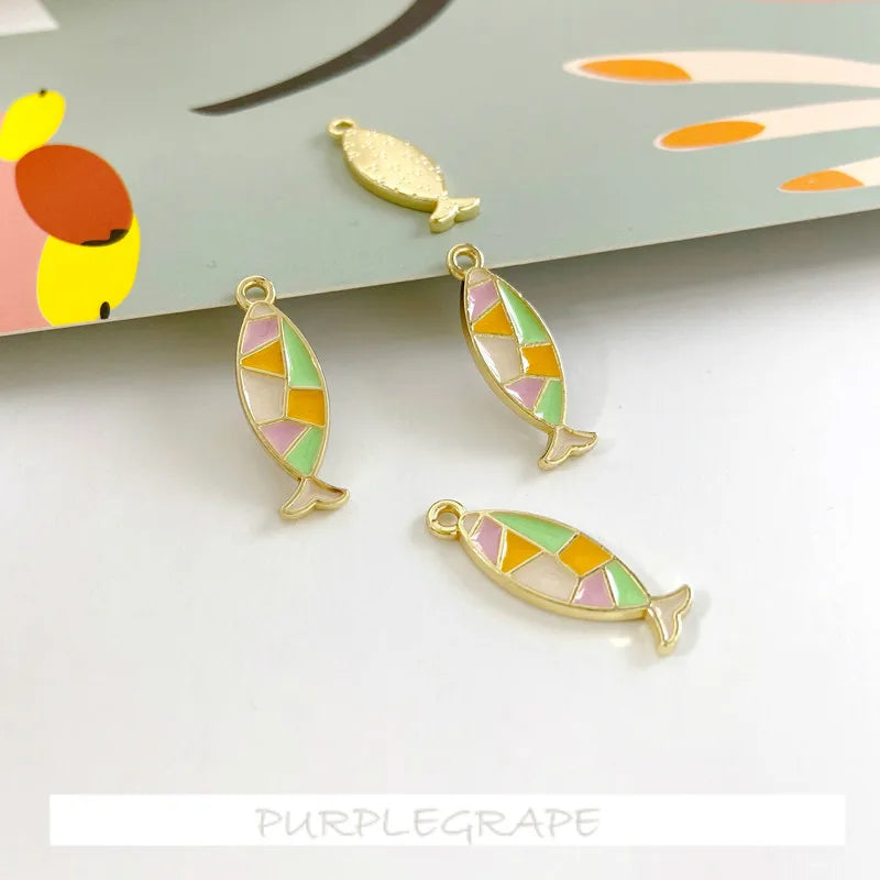 6pcs Alloy Drop Earring Ornament Kit, Kitten Fish Shell Wings DIY Pend