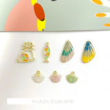 6pcs Alloy Drop Earring Ornament Kit, Kitten Fish Shell Wings DIY Pend