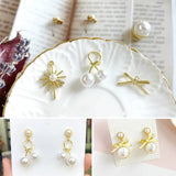 6pcs Alloy Pearl Sun Bow Bracelet DIY Earrings Pendant Material