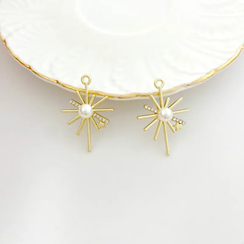 6pcs Alloy Pearl Sun Bow Bracelet DIY Earrings Pendant Material