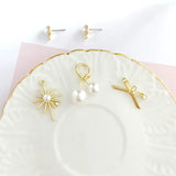 6pcs Alloy Pearl Sun Bow Bracelet DIY Earrings Pendant Material
