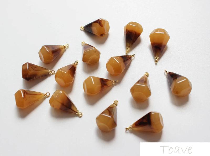 6pcs Copper Plated 18K Resin Drop Pendant DIY Ear Stud Accessories