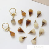 6pcs Copper Plated 18K Resin Drop Pendant DIY Ear Stud Accessories