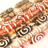 6pcs Oval Dzi Agates Loose Beads for DIY Jewelry Making
