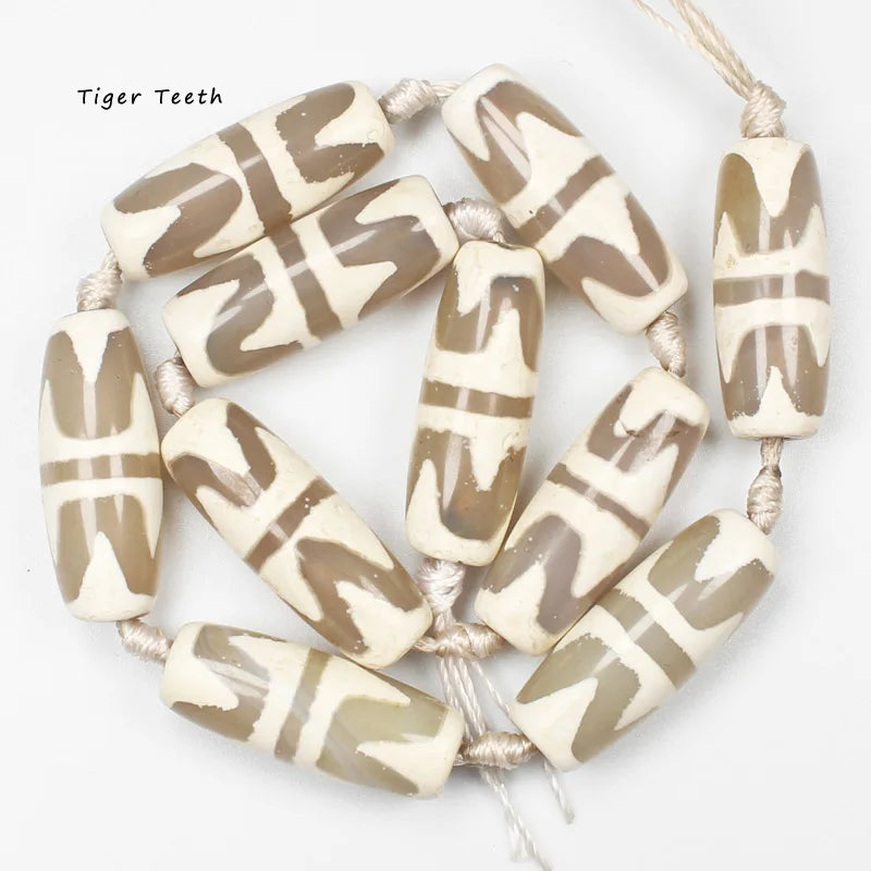 6pcs Oval Dzi Agates Loose Beads for DIY Jewelry Making