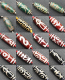 6pcs Oval Dzi Agates Loose Beads for DIY Jewelry Making