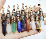6pcs Natural Gem Stone Pendulum Chakra Amulet Wicca