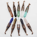 6pcs Natural Gem Stone Pendulum Chakra Amulet Wicca