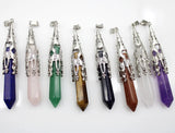 6pcs Natural Gem Stone Pendulum Chakra Amulet Wicca