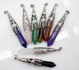 6pcs Natural Gem Stone Pendulum Chakra Amulet Wicca