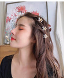 6pcs Mini Pearl Hair Barrettes for Women Girls Flower Pins Clips