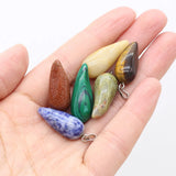 6pcs Natural Stone Pendant Conic Shape Agates Charms for DIY Necklace