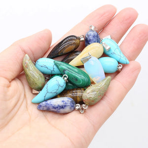 6pcs Natural Stone Pendant Conic Shape Agates Charms for DIY Necklace