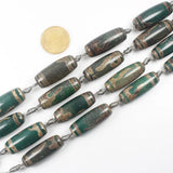 6pcs Multi-Style Green 10x30mm Ancient Tibet Dzi Agates Beads
