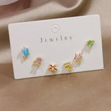 6pcs Multicolor Crystal Animal Stud Earrings for Women