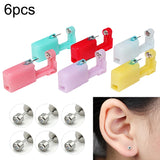 6pcs Multicolor Ear Piercing Gun Kit Asepsis Disposable Healthy Safety Nose Ear