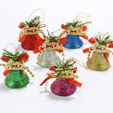6pcs Multicolor Glitter Jingle Bell Christmas Tree Hanging Pendants