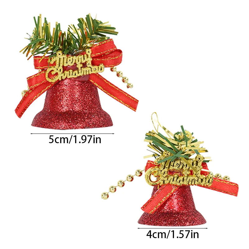 6pcs Multicolor Glitter Jingle Bell Christmas Tree Hanging Pendants