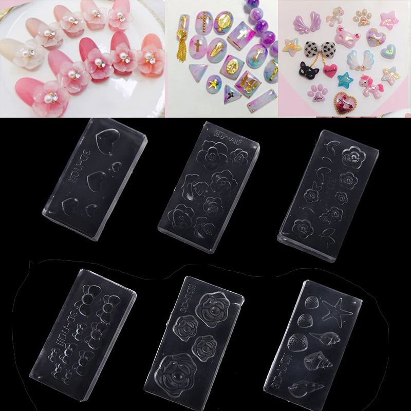 6pcs Nail Art 3D Silicone Mold DIY Decoration