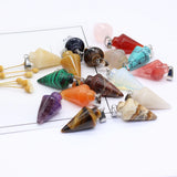 6pcs Natural Agate Cone Crystal Quartz Tiger Eye Yellow Jades Stone Pendant
