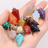6pcs Natural Agate Cone Crystal Quartz Tiger Eye Yellow Jades Stone Pendant