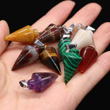 6pcs Natural Agate Cone Crystal Quartz Tiger Eye Yellow Jades Stone Pendant