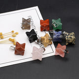 6pcs Natural Agates Anise Star Shape Picture Rose Quartzs Stone Pendant