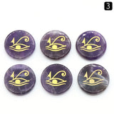6pcs Chakra Stones Eye of Horus Amulet Symbols amethyst rose quartz