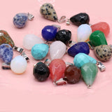 6pcs Clear Quartz Unakite Stone DIY Pendant for Necklace Making 13x22mm