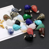 6pcs Clear Quartz Unakite Stone DIY Pendant for Necklace Making 13x22mm